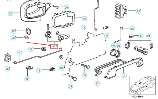 51218169237 - OEM BMW 3 E36 FRONT LEFT DOOR LOCK CYLINDER REPAIR  51218169237 GENUINE