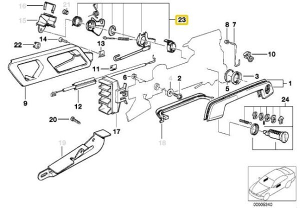 51218169238 - NEW BMW E36 E34 FRONT RIGHT DOOR LOCK CYLINDER REPAIR  8169238 95-97