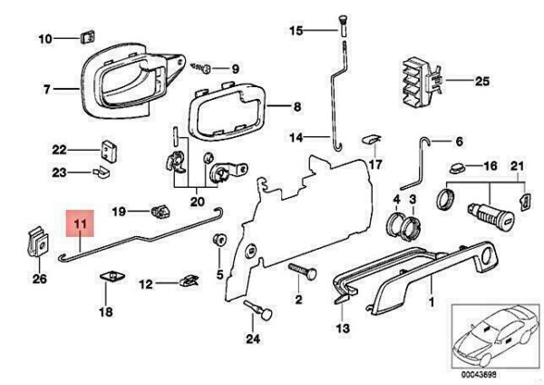 51218223640 - OEM BMW E36 316I 318I 318IS 318TDS 320I RIGHT OPERATING ROD 51218223640 GENUINE