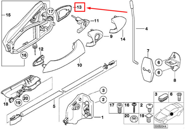 51218243632 - NEW BMW X5 E53 RIGHT OUTER DOOR HANDLE BASE PAD SEAL 51218243632 8243632
