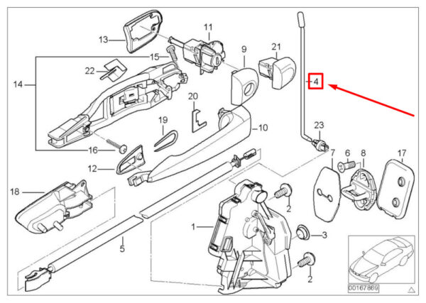 51218254087 - BMW 3 Series E46 door locking rod front left 51218254087 8254087 NEW ORIGINAL