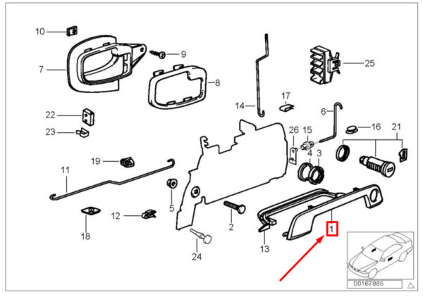 51218400398 - NEW BMW Z3 COUPE E36 FRONT RIGHT DOOR HANDLE TRIM 51218400398 8400398 ORIGINAL