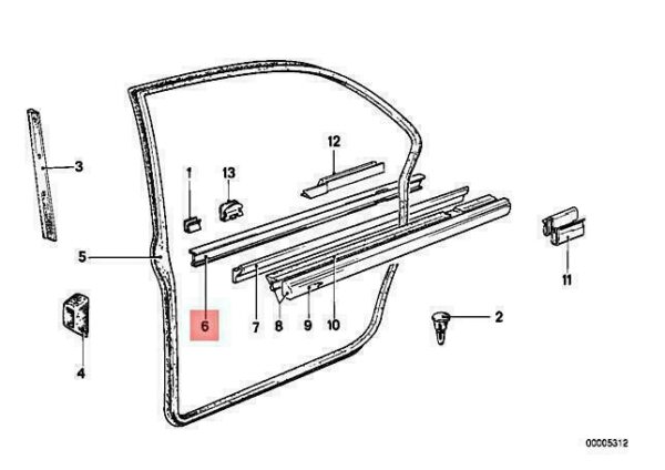 51221886505 - OEM BMW E23 728 728I 728IS 730 732I 733I CHEST STRIP LH REAR 51221886505 GENUINE