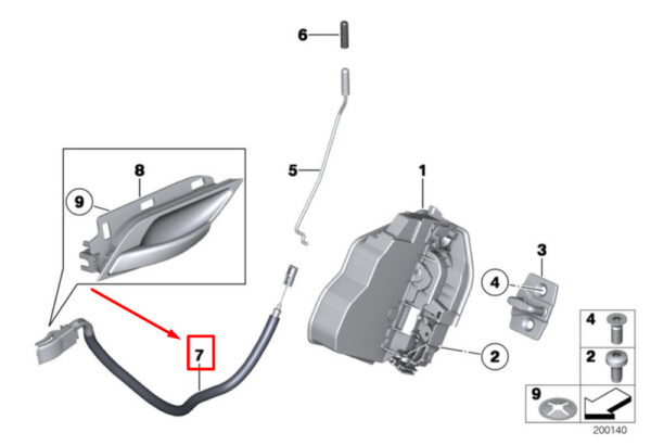 51222990434 - NEW BMW X1 E84 REAR IN DOOR LOCK CABLE 51222990434 2990434 GENUINE
