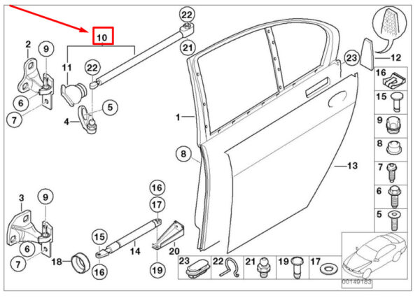 51227063829 - BMW 7 SERIES E65, E66, E67 REAR LEFT DOOR LIMITER 51227063829 7063829 NEW GENUINE