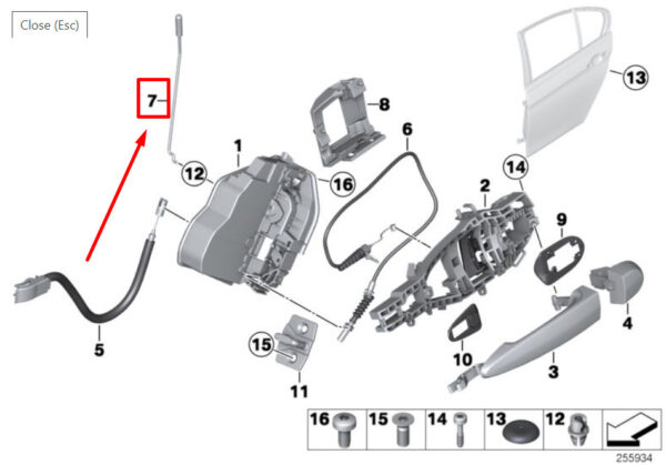 51227270004 - NEW BMW 3 F30, F80 BEHIND RIGHT DOOR - CONTROL 7270004 51227270004 ORIGINAL