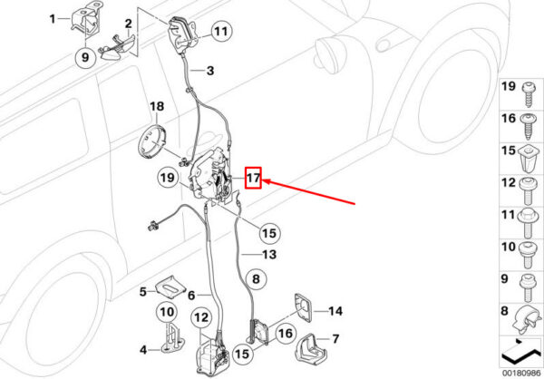 51227318300 - MINI CLUBMAN R55 REAR RIGHT DOOR LOCK ACTUATOR 51227318300 NEW GENUINE