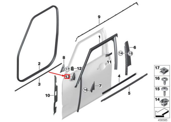 51227344189 - MINI CLUBMAN F54 FRONT LEFT OUTER CORNER GASKET 51227344189 NEW GENUINE
