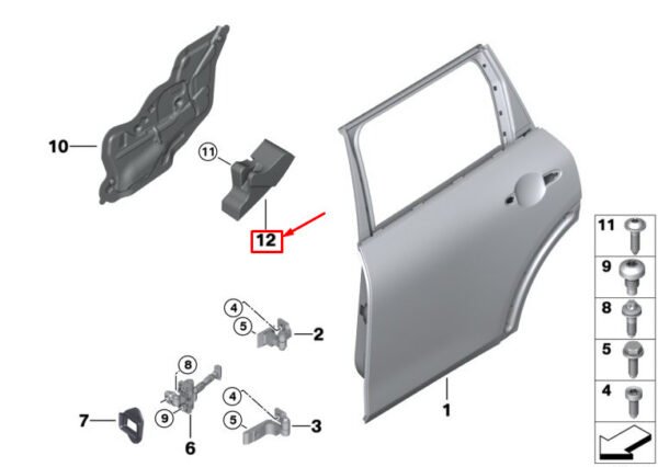 51227344230 - MINI CLUBMAN F54 REAR RIGHT DOOR CRASH PAD 51227344230 NEW GENUINE
