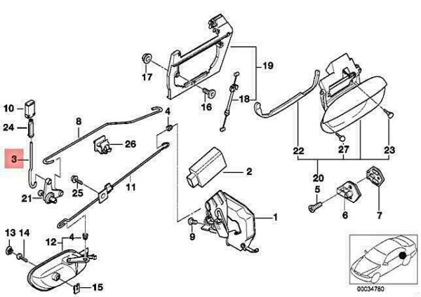 51228170493 - OEM BMW E38 725TDS 728I 728IL 730D 730I 730IL OPERATING ROD 51228170493 GENUINE