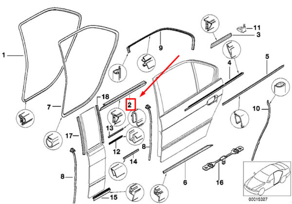 51228185817 - NEW BMW 5 E39 REAR LEFT INTERIOR CHEST STRIP 8185817 51228185817 ORIGINAL