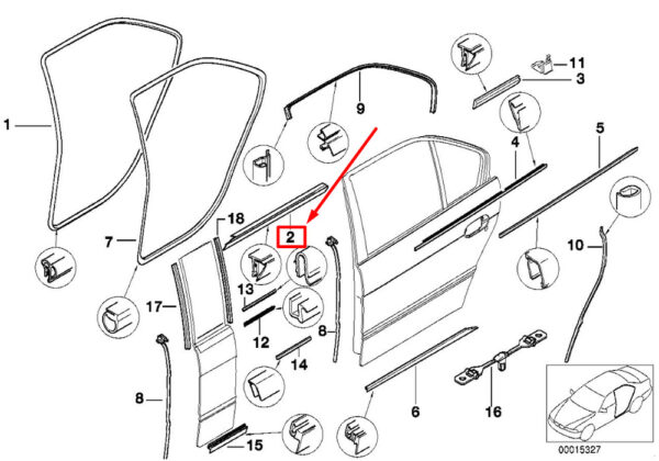 51228185818 - NEW BMW 5 E39 REAR RIGHT INTERIOR CHEST STRIP 51228185818 8185818 ORIGINAL