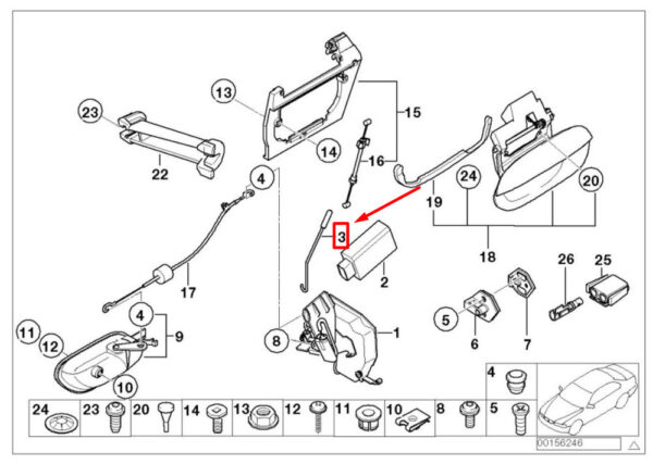 51228205802 - NEW BMW 5 E39 REAR RIGHT OPERATING ROD 51228205802 8205802 ORIGINAL