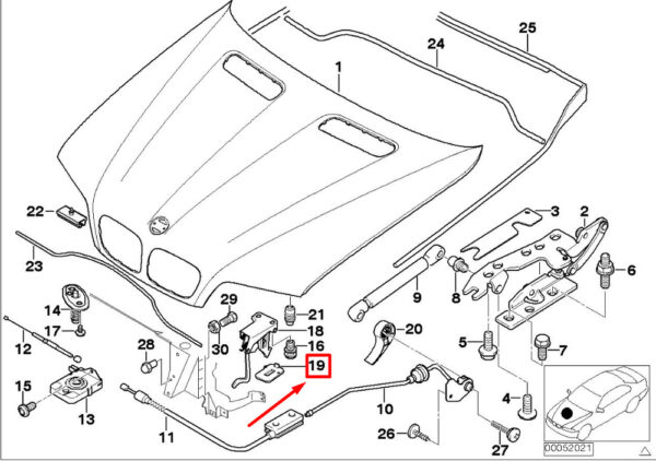 51237000572 - NEW BMW X5 E53 HOOD CATCH END SUPPORT 7000572 51237000572 GENUINE