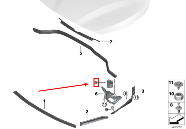 51237393790 - BMW 2 Active Tourer F45 Front Right Water Drain 7393790 51237393790 NEW GENUINE
