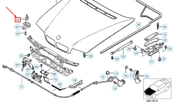 51238164765 - BMW 7 E38 bonnet locking bracket 51238164765 8164765 NEW REAL