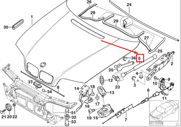 51238202688 - BMW 3 SERIES E46 FRONT LEFT BONNET BRACE 51238202688 8202688 NEW GENUINE