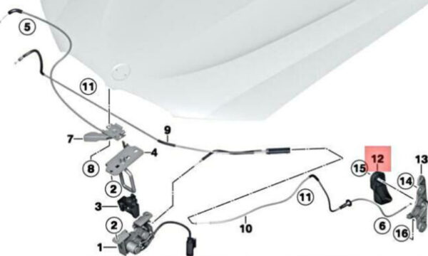 51239175028 - NEW BMW X4 F26 FRONT BONNET COVER RELEASE LEVER LHD 51239175028
