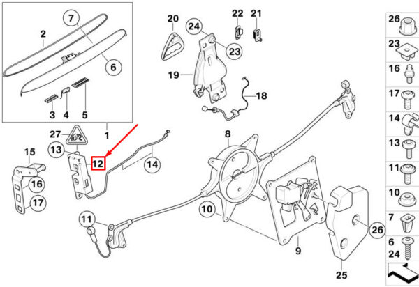 51247111465 - MINI CONVERTIBLE R52 BOOT LID LOCK REAR LEFT 51247111465 NEW GENUINE