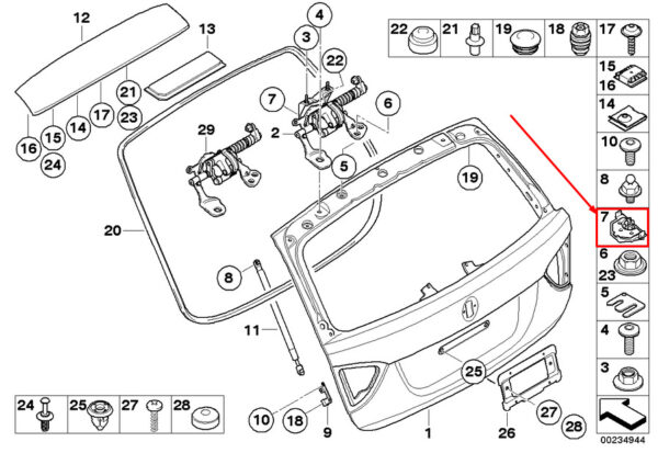 51247146462 - NEW BMW 3 SERIES TOURING E91 BOOT LID STOP BUFFER 51247146462 7146462