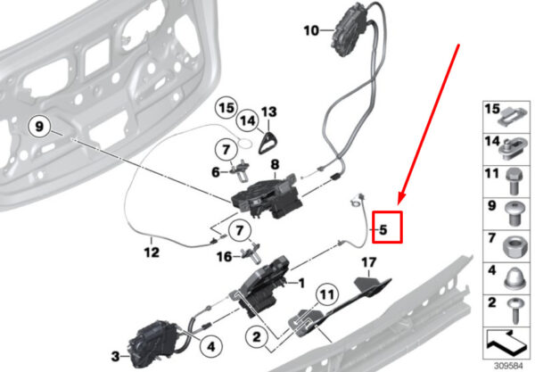 51247154231 - NEW BMW 5 F07 GRANT TEST BOWDEN CABLE 7154231 51247154231 ORIGINAL