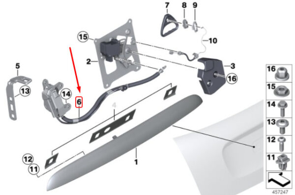 51247195099 - NEW MINI COOPER CONVERTIBLE R57 TAILGATE LEFT LOCK 51247195099