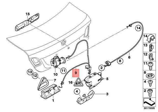 51247242541 - OEM BMW E82 E88 118D 118I 120D BOWDEN CABLE EMERGENCY UNLOCKING 51247242541 NEW