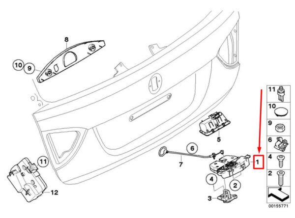 51247308844 - NEW BMW 3 TOURING E91 TAILGATE LOCK 7308844 51247308844 06-11 ORIGINAL