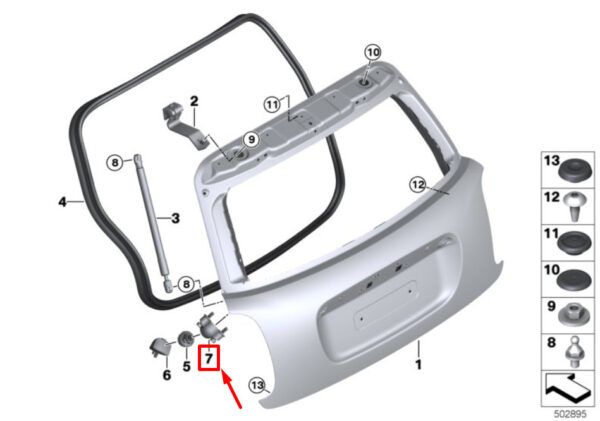 51247340381 - NEW MINI COOPER F56 TRUNK LID STOP BUFFER MOUNTING 51247340381 7340381