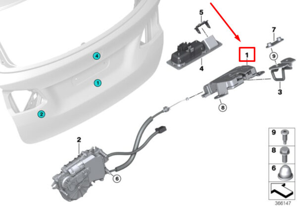51247348530 - BMW 2 Active Tourer F45 trunk lid lock 7348530 51247348530 NEW original