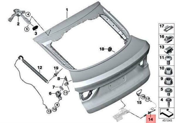 51247373708 - OEM BMW X4 M F26 X4 28IX 35IX M40IX SAC BOWDEN CABLE TRUNK LID 51247373708 NEW
