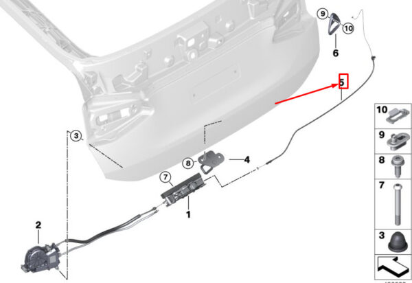 51247397907 - BMW 6 Gran Turismo G32 trunk lid Bowden train 51247397907 NEW original
