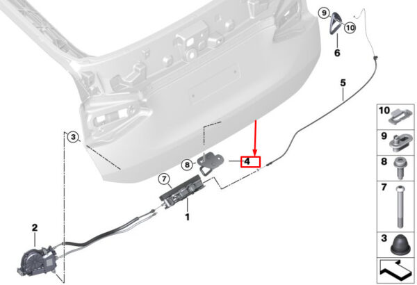 51247416082 - BMW 6 Gran Turismo G32 trunk lid striker 51247416082 NEW original