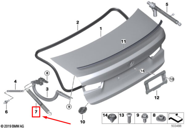 51247430614 - BMW 3 G20,G28 Boot Lid/Tailgate Tension Spring 7430614 51247430614 NEW GENUINE
