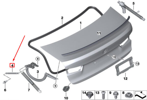 51247450612 - BMW 3 G20 tailgate oil damper 51247450612 NEW ORIGINAL