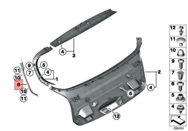 51247453340 - OEM BMW F20 F21 120I 125I M140I M140IX GUTTER STRIP RIGHT 51247453340 GENUINE