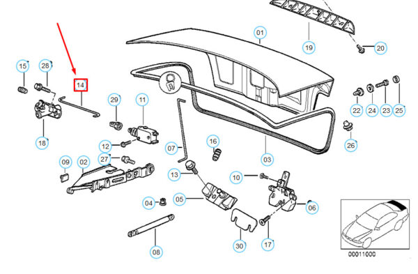51248119838 - NEW BMW 3 Series E36 TRUNK LID CONTROL ROD 51248119838 8119838