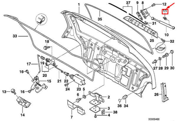 51248172795 - BMW 3 TOURING E36 BOOT LID M6 BALL PIN 51248172795 NEW GENUINE