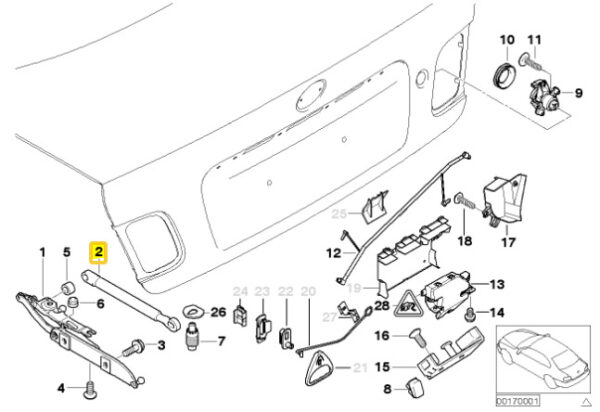 51248254281 - New Genuine BMW 3-Series E46 Coupe/Sedan Trunk Gas Pressurized Spring Strut OEM