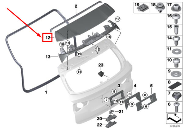 51248499859 - NEW BMW X1 F48 UPPER SHELL PRIMED SPOILER 51248499859 8499859 ORIGINAL