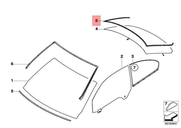 51317119713 - BMW 3 E92 rear window seal 51317119713 7119713 new