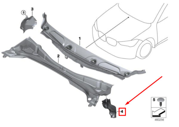 51317355437 - Original BMW Mini F48 F39 F54 F60 windscreen discharge cable left 51317355437