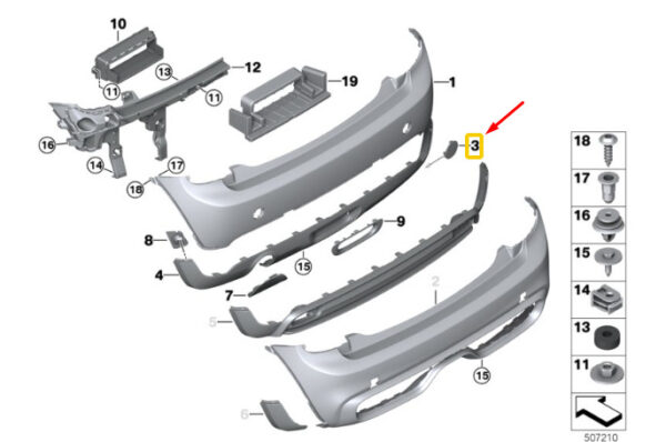 51317380011 - MINI COOPER F56 rear bumper left tow eye cover 51317380011 7380011