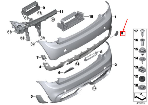 51317380012 - NEW MINI COOPER F56 REAR RIGHT TOW COVER 51317380012 7380012