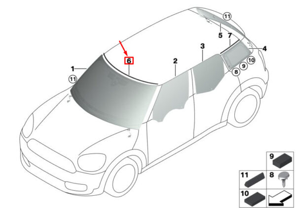 51317380731 - MINI COUNTRYMAN F60 FRONT WINDSCREEN COVER 7380731 51317380731 NEW GENUINE