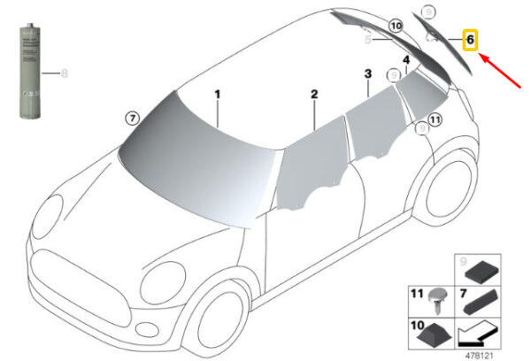 51318492746 - MINI CLUBMAN F54 Rear Right Window Tinted 51318492746 NEW Genuine