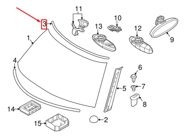 51319807931 - MINI COUNTRYMAN R60 FRONT WINDSCREEN SEAL UPPER 51319807931 NEW GENUINE