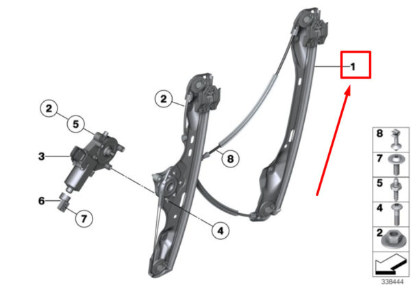 51332990385 - NEW BMW X1 E84 FRONT LEFT DOOR WINDOW REGULATOR 2990385 51332990385 ORIGINAL