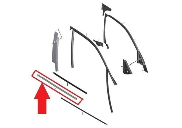 51332990876 - NEW X1 DOOR WINDOW SWEEP MOLDING SEAL STRIP GLOSS BLACK RIGHT 2990876