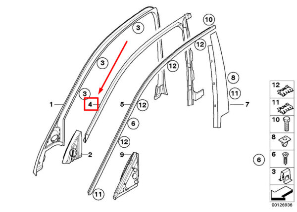 51337033802 - NEW BMW 5 E60 FRONT RIGHT DOOR GLASS SEAL 7033802 51337033802 ORIGINAL